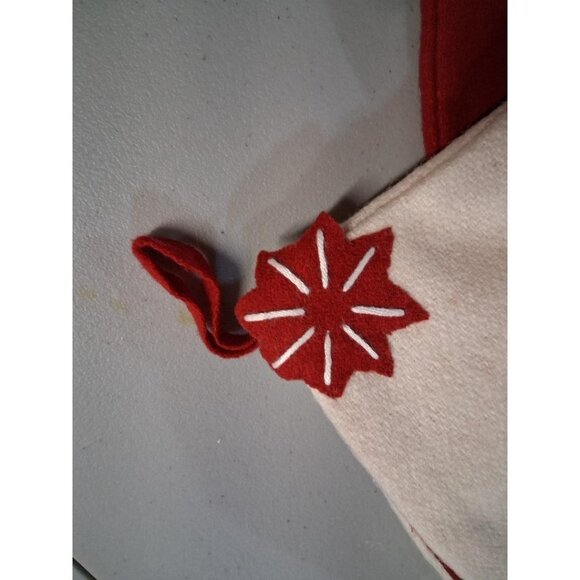 Falling Snow Christmas Stocking Red & White Felt Handmade 18" Long The Longaberg - Picture 4 of 6